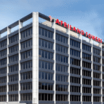 a building with the inscription Afriland towers